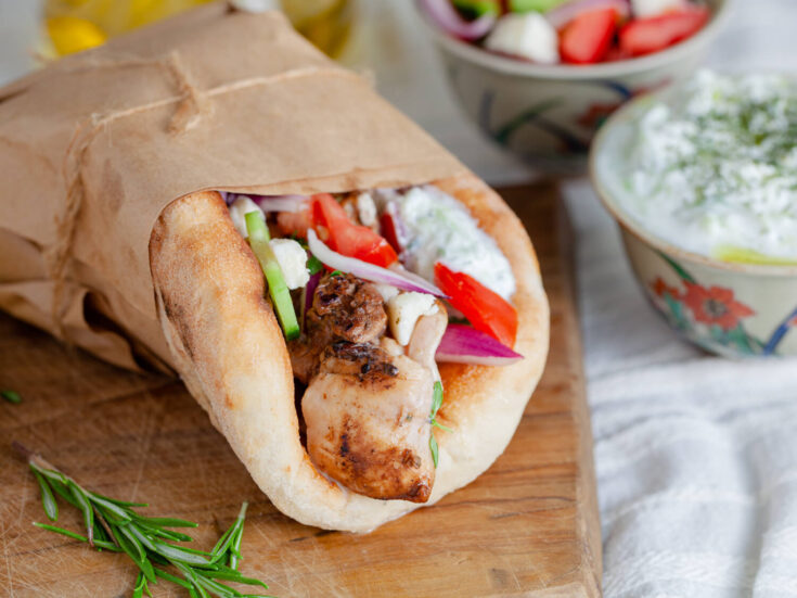 Triple Combination Souvlaki Skewers with Tzatziki