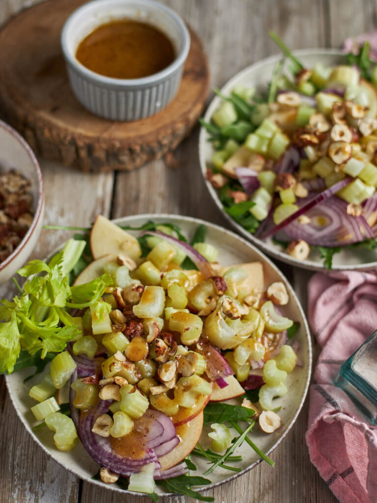 Crisp Apple Celery Salad with Toasted Hazelnuts & Honey-Dijon Vinaigrette