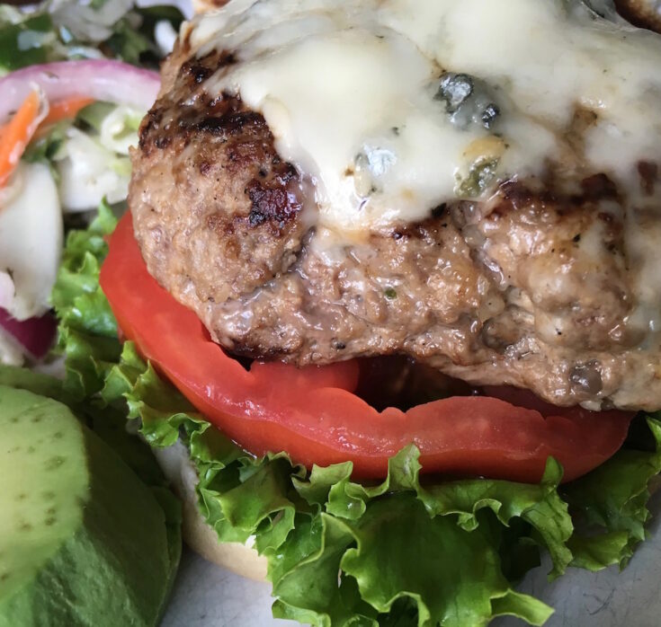 Grilled Burgers with Blue Cheese and Avocado